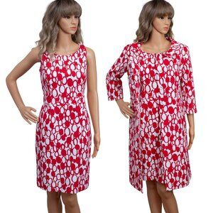 Talbots Red & White Sleeveless Dress with Matching Coat